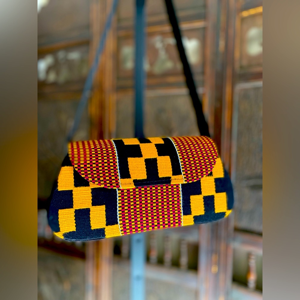 Novica Marketplace- fair trade colorful woven handbag from Ghana Kente design. L